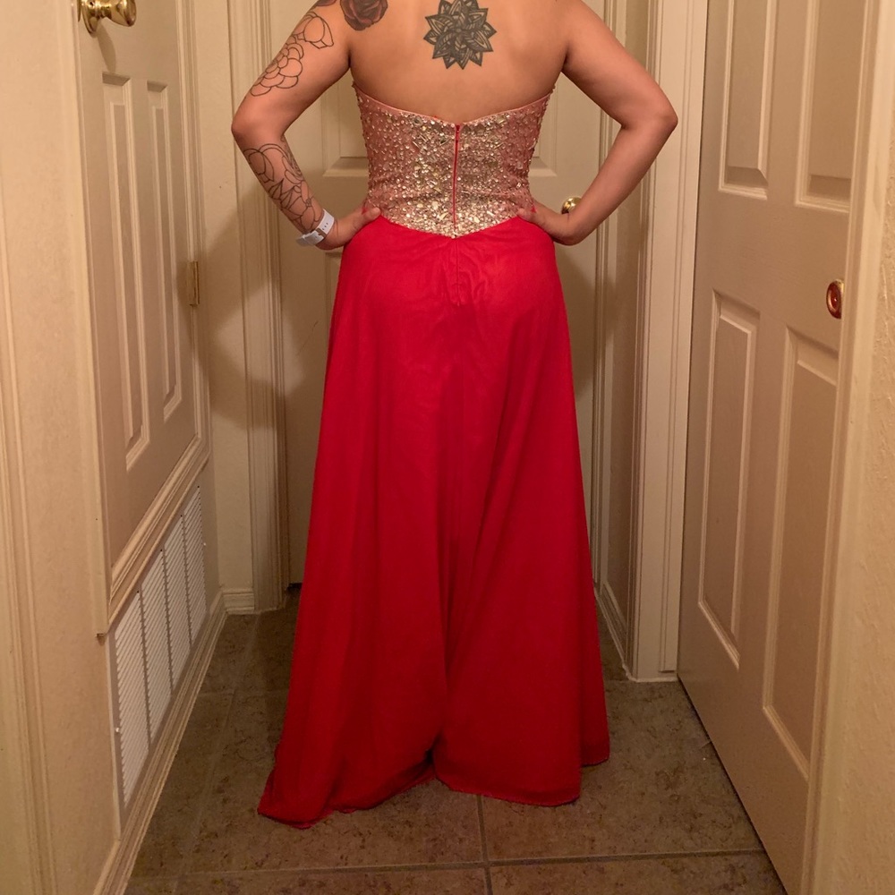 Long red prom dress